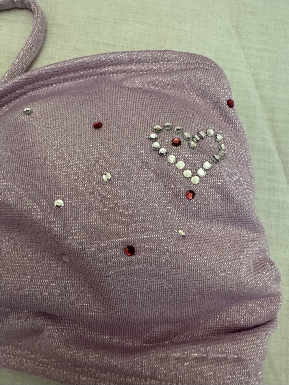 Lilac Shimmer Bandeau Bikini Set with Heart Accents - Picture 5 of 11
